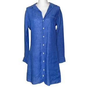 Frank & Eileen Murphy Blue Italian Classic Linen Shirtdress